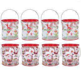 Storage Bottles Food Packing Canister Christmas Treats Bucket Empty Candy Tin Popcorn Box Party Favors Jar Gift Handle Holiday
