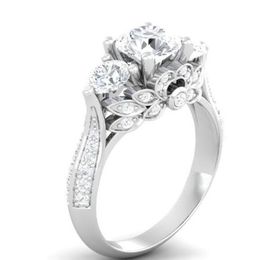 Whole Women Fashion Jewellery 925 Sterling Silver Three Stone Princess Cut White Topaz CZ Diamond Gemstones Engagement Band Ring229R