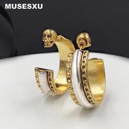 Stud Jewellery Baroque style Brand Luxury Vintage Golden Skull Earrings In Two Metallic Colours For Women's Party Jewellery Gift 231222