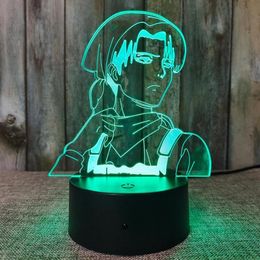 Night Lights USB Eren Erwin Smith Attack On Titan Anime Lamp Table Gift Light As Child Home Living Room Bedroom Decoration Nightli207S