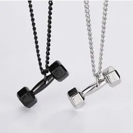 Bottles Titanium Steel Dumbbell Pendant Chain Necklace Barbell Fitness Men Personality Jewelry Accessories Hip Hop Home Decorations