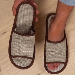 Slippers Home Linen Men Women Couples Soft Thick Bottom Indoor House Anti-Slip Breathable Slides Japanese Style Shoes Slide