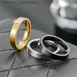 Band Rings LETI Punk Vintage Stainless Steel Rings For Women Men Gold Colour 4mm Simple Frosted Ring Jewellery Birtay Couple Gift 231222