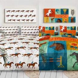 sets Beddingoutlet Animals Duvet Cover Set King Equestrian Bedspread England Tradition Horse Riding Bedding Set Sports Bed Clothes C022