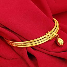 Schmuck Authentisches Vietnam Sha Jin 24 Gold Sansheng III Armband Damen Drei-Ring-Glockenarmband als Geschenk für Frau und Freundin