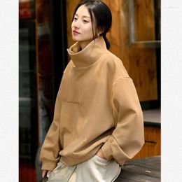 Women's Sweaters Yasuk Winter Retro Casual Women Soft Loose Tees Gentle Warm Thick Patchwork Turtleneck Sweater Fleece Chinese Style Velvet