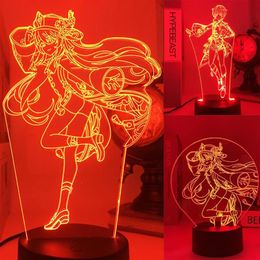 Night Lights Genshin Impact LED Light Anime Manga Figure Table Lamp 3D Novelty Illusion Indoor Bedroom Party Decor Indie Adult Kid2382