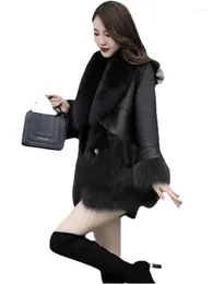 Women's Fur Splicing Imitation Coat In The Long Winter Fashion Korean Version Cotton-padded Clothes Wear