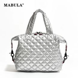 MABULA Designer Luxury Quilted Pillow Tote Handbags for women Mini Feather Down Padded Crossbody Puffer Bag Cell Phone Purse 231221