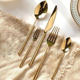 Dinnerware Sets 20Pcs YINDIO Fashion Shiny Gold Cutlery Set 18/10 Stainless Steel Creativity Gift Flatware Service For 4 Drop