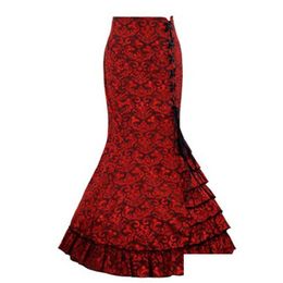 Stage Wear Y Womens Skirt Maxi Vintage Mermaid Steampunk Gothic Slimming Charming Dress Lace Up Retro Floral Shows Club Dance Costume Dh3Bi