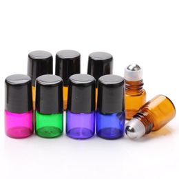 1ml 2ml Empty Roll on Glass Bottle for Essential Oil Perfume ; Colorful Glass Bottles for Roll Ball Skin Care Eyes Massage for USA AU U Fibx