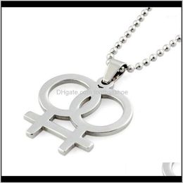 Pendant & Jewelry Fashion Rainbow Necklace Lesbian Necklaces Pendants For Women Gay Pride Sier Color Jewelry Bead Chain Link 24Inc274o