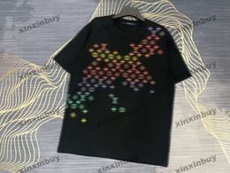 xinxinbuy 2024 Men designer Tee t shirt Gradient letter printing short sleeve cotton women Black white Grey XS-3XL