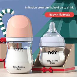 born Glass Feeding Bottle Wide Caliber Anti-flatulence Nursing Anti-Choke Baby Bottle Infant BPA Free 0-3 Month Glass Bottle 231222