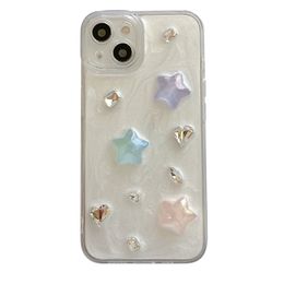 Colorful Glitter Star Pattern Clear Phone Case for IPhone 15 14 13 11 12 Pro Max X XR XS Max 7 8 Plus Transparent TPU Diamond Transparent Soft Cover 100pcs