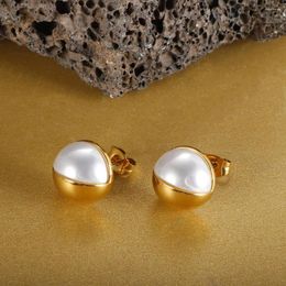 Stud Earrings Fashion Half Freshwater Pearl For Woman Ball Gold Colour Simple Jewellery