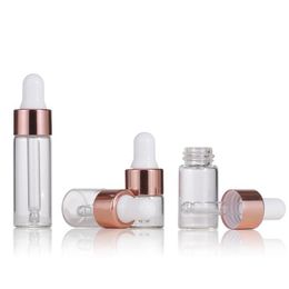 Elegant Mini Cosmetic Sample Glass Essential Oil Dropper Bottles With Eye Dropper And NEW Color Lids Xisxh