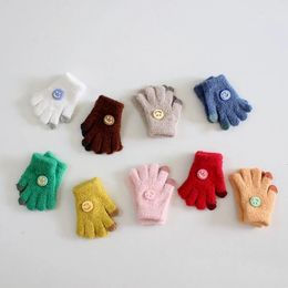 1 pary rękawiczki dla niemowląt 2 do 5 lat dziewczęta chłopcy unisex miękkie rękawiczki wiosna jesienna zima kolor solidny kolor uśmiechnięty słodkie ciepłe rękawiczki 231221