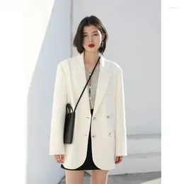 Women's Suits 2023 Spring Autumn Fashion Blazer Office Lady Long Sleeve Double-breasted Mid-length Casual Coat Ladies Outerwear Stylis