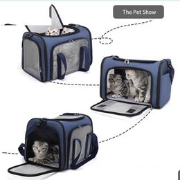 Cat Carriers Crates Houses Carriers Crates Top Load Carrier Bag Pet Transport Travel Capse Foldable Breathable For Supply Medium C Dhfmq