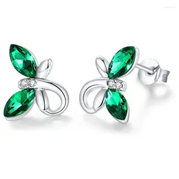 Stud Earrings Huitan Fancy Lady's With Green/White Cubic Zirconia Modern Design Women Exquisite Gift Statement Jewellery