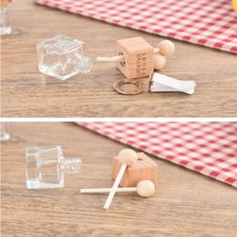 HOt Sale Clear Glass Bottle for Hanging Car Air Freshener Perfume Diffuser Fragrance Empty Refillable Oil with Wooden Candy and Cap Snavg