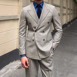 Custom Fashion Vertical Stripe Wedding Suits for Men Slim Groom Man Party Formal Business Male Suit 2 Piece Blazer Pants 231221