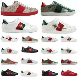 Designer Women Men Casual Shoes Outdoor Shoes Bee Ace Sneakers Snake Tiger Embroidered Stripes White Green Black Leather Shoes Flat Platform Walking Sports Trainer