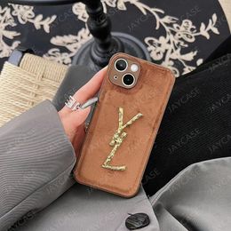 Designer Phone Cases Furry Plush Phonecase For IPhone 15 Pro Max Plus 14 13 12 11 Womens Fashion Elegant Case Luxury Brand Gold Letters Cover Shockproof Shell
