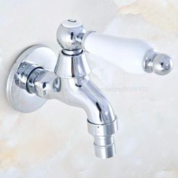 Bathroom Sink Faucets Polished Chrome Washing Machine Tap Cold Water Bibcock Faucet Golden Finish Garden Zav156