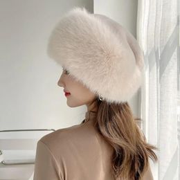 Berets Fur Hat Women Warm Snow Ski Cap Female Faux Bomber Lady Windproof Winter Hats For