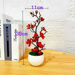 Decorative Flowers Practical Fake Bonsai Faux Silk Flower Eye-catching Fashion Realistic Anti Fade Plum Blossom