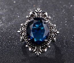 Big Peacock Blue Sapphire Rings for Women Men Vintage Real Silver 925 Jewellery Ring Anniversary Party Gifts6159944