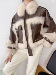 Women's Jackets Imitation Fur Women Coats Long Sleeve Zipper Female Overcoats 2024 Winter Turn Down Collar Warm Fashion Casual Ladies
