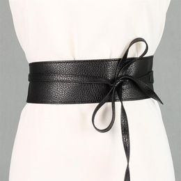 Belts Women Pu Leather Bow Belt Lace Up For Straps Wide Waistband Female Dress Sweater Waist Girdle Clothing Accessories2180