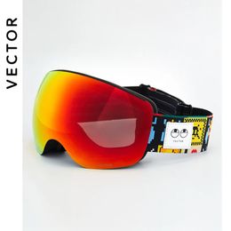 OTG Characterist Print Strap Ski Goggles Snow Glasses Men Skibrille Anti-fog Snowboard Skiing Women Sunglasses Outdoor Sport 231221