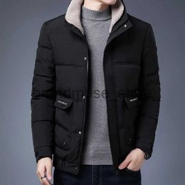 Men's Down Parkas New Men's Cotton Coat Slim Fit Trend Warm Casual Lapel Short Winter Jackets Puffer Jacket J231222