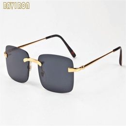 with box 2020 fashion rectangle rimless sunglasses for men vintage retro buffalo horn glasses women mens sports sunglasses lunette2955
