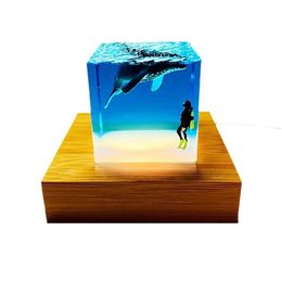 Night Lights Bedroom Decoration DIY Ocean Whale Humpback Resin Light Indoor Bedside Lamp Home Lighting Children's Fancy213v