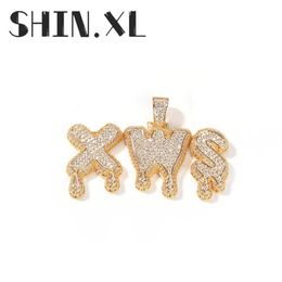 Whole Custom Letter Big One Name Necklace Personalised with Tennis Chain Cubic Zirconia Fashion Hiphop Jewelry263m