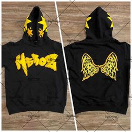 Men's Hoodies Sweatshirts 3D letter wings foam loose pullover hoodie women high street hip-hop clothing retro Harajuku casual oversized sweatshirt women T231222