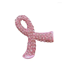 Brooches MZC Pink Ribbon Breast Cancer Prevention Brooch Dress Adorns Button Crystal Pin Badge