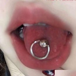 Labret Lip Piercing Jewelry Classic Sweet Cool Circle Can Drink Alcohol Titanium Steel Ring Personalized Spicy Girl Small Tongue Na Dhupz