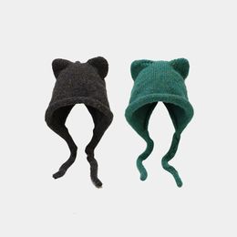 VISROVER 6 Colors Unisex Solid Color Women Winter Hat With Long Cat Ear Warm Wool Beanies Acrylic Female Skulli Gift 231222