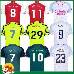 23 24 Fan Player Versione Odegaard Havertz Rice Smith Rowe G.Jesus Saka Soccer Jersey Saliba 2023 2024 Kits Kits Shirt da uomo per ragazzi Set di ragazzi