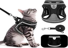 Breathable Cat Collars Harness Leash Escape Proof Pet Clothes Kitten Puppy Dogs Vest Adjustable Easy Control Reflective item7708548