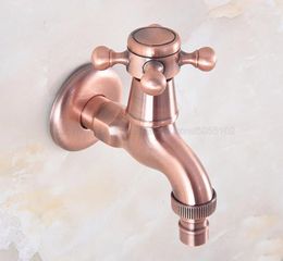 Bathroom Sink Faucets Antique Red Copper Washing Machine Faucet Handles Decorative Outdoor Water Tap Zav329