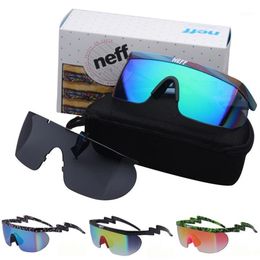 Whole- With Packing Fashion vintage Sunglasses Women Street Neff Sunglasses Men 2 Piece Lense Gafas De Sol De1241J