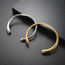 Bangle Irregular Thick Tube Open Bracelet Fashion Gold Plated Stainless Steel High Quality Simple For Women Jewellery